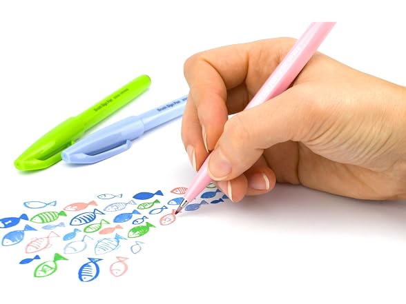 Pentel Brush Sign Pen SES15C-12 Fibre-Tip Pen 1 Pale Pink