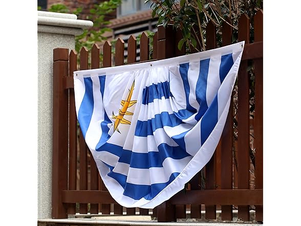 2pc Uruguay Fan Flag 3x6ft Pleated