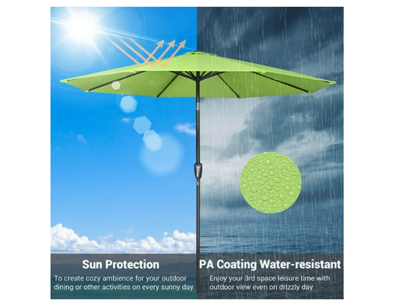 Yescom 9Ft UV50+ 3000PA Outdoor Umbrella Green