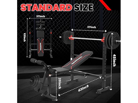 HILIKE Standard Weight Bench Set with Leg Extension and Leg Curl, Adjustable Bench Press with Squat Rack, Foldable Flat Incline Decline Workout Bench for Home Gym Full Body (US Stock)1 (Open Box)