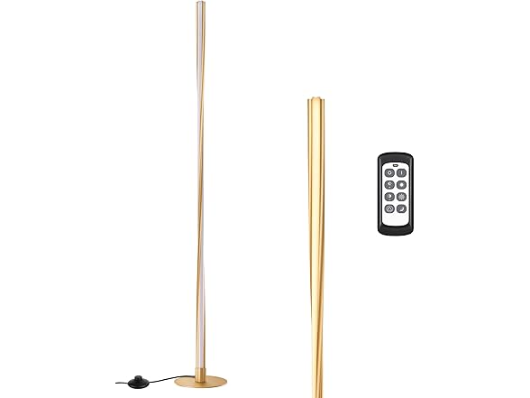 Gold LED Floor Lamp w/Remote