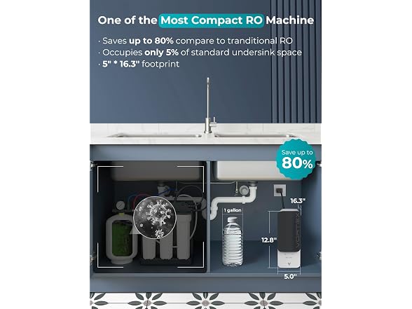 V6 600GPD Under Sink Tankless Reverse