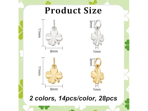 BENECREAT 28 PCS Gold Plated Four Leaf Clover Bra