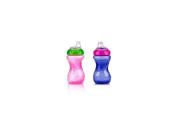 Nuby No-Spill Easy Grip Cup, 10 (Pink/Purple/Blue)