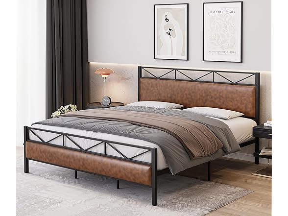 IDEALHOUSE PU Leather King Bed Frame