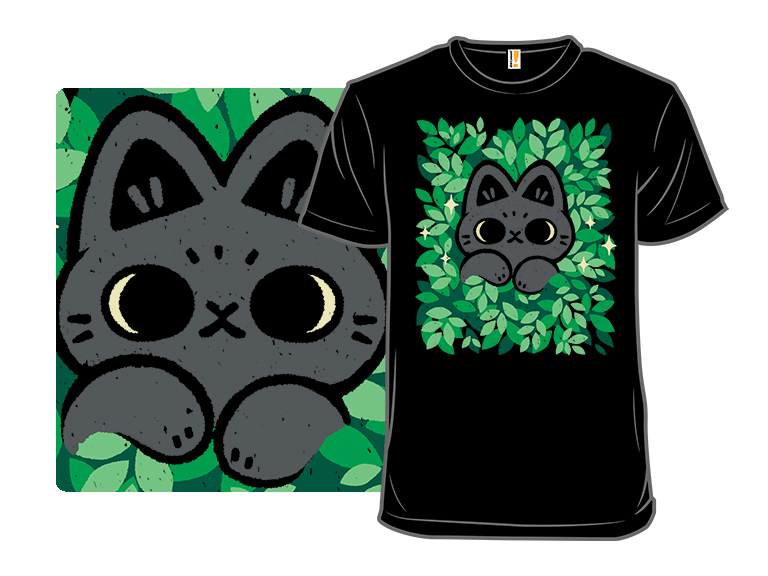 Cute Black Cat Peeking Through Green Leaves - Gallery 8