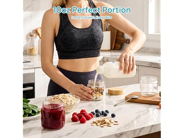 Vtopmart 8 Pack 10oz Glass Oats W/ Bamboo Lids