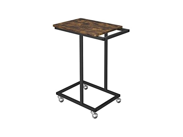 Novilla End Table, C-Shaped Side Table w Rolling Casters
