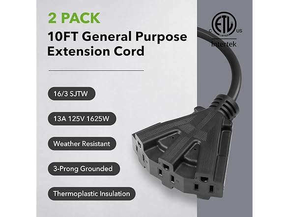 BN-LINK 2-Pack Outdoor Extension Cord
