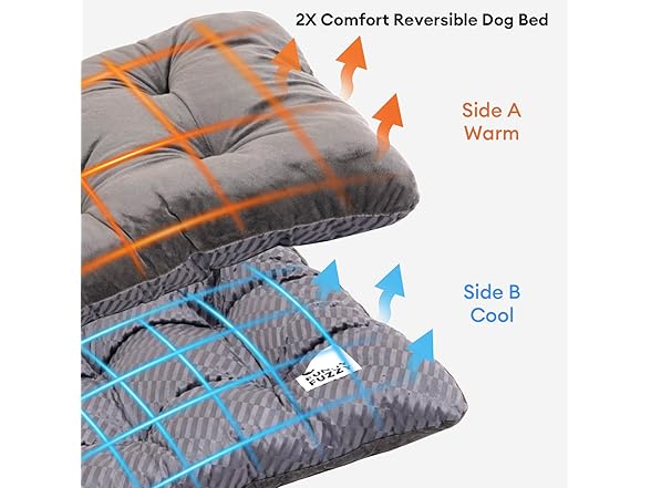 FUNNY FUZZY W2043 2 in 1 Dog Bed Crate Pad Dark Grey L