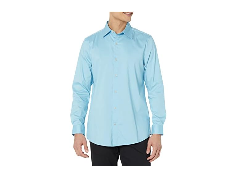 Amazon Essentials Dress Shirts, Button Down, Long Sleeve, Regular-Fit Stretch, Sky Blue, X-Large