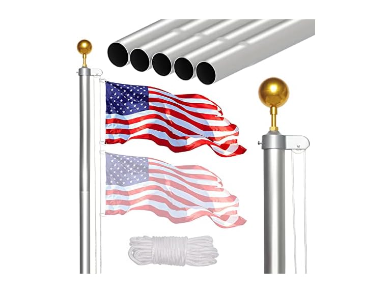 NELXINJO 20FT 20FT Silver flag pole (1.0mm) Silver