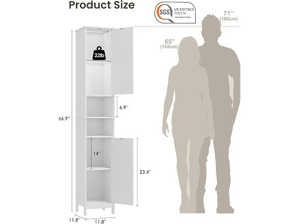 HAIOOU White Tall Narrow Storage Cabinet