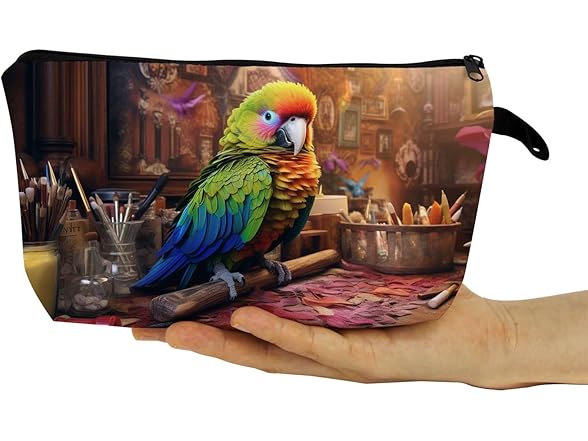 YULUENZE Parrots Pattern Makeup Bag