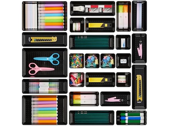 Vtopmart Black 25 PCS Plastic Drawer Organizer