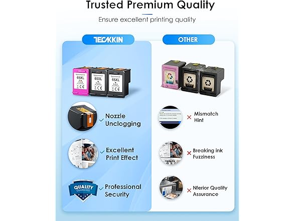 TECKKIN 65XL HP Ink Set, 3-Pack