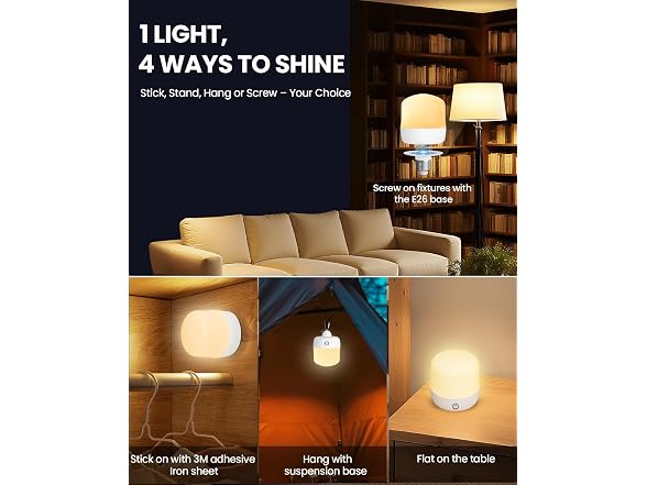 UNILAMP Rechargeable Light Bulbs 2Pk