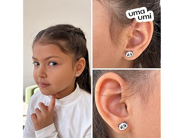 UmaUmi  925 Sterling Panda Studs Girls