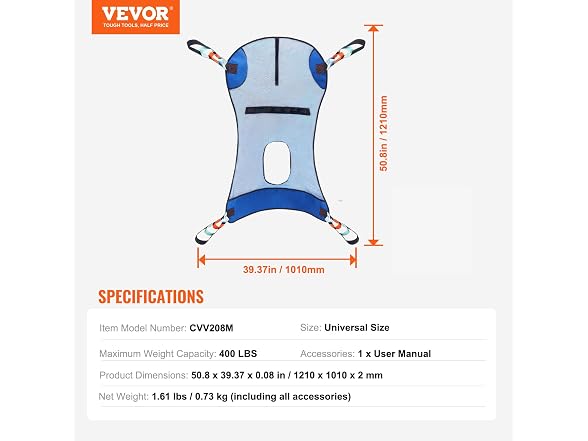 VEVOR Full Body Patient Lift Sling with