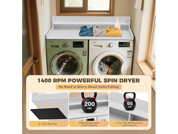 FAHKNS 2-Tier Washer Dryer Countertop One-Piece,White