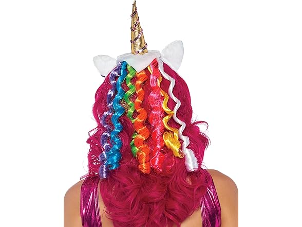 Unicorn Headband Costume w Rainbow Wig
