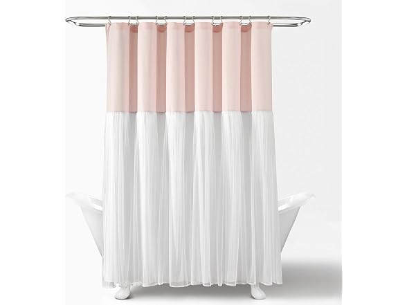Lush Decor Tulle Skirt Colorblock Shower Curtain