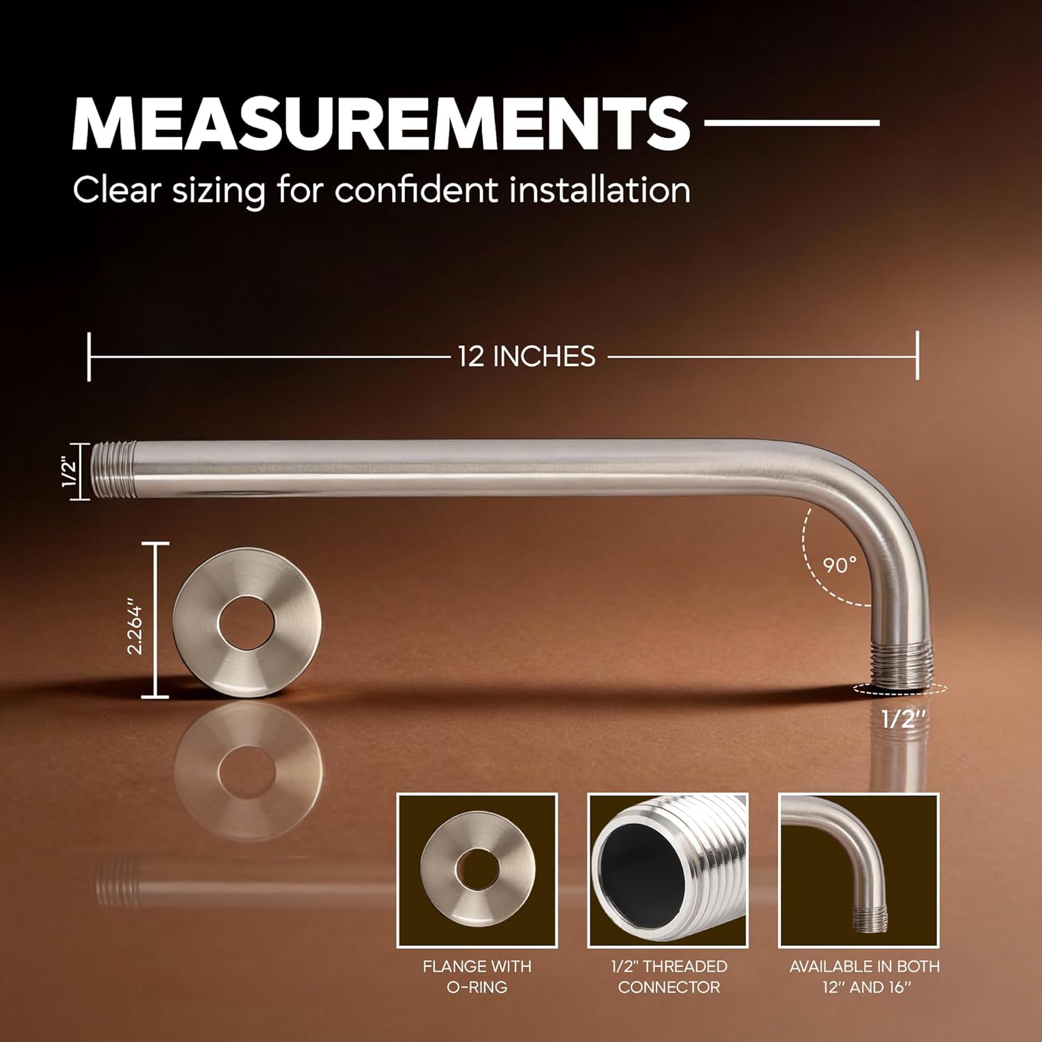 SUPPLYGIANT 16 Inch Shower Arm 90 Degree Extention - Gallery 8