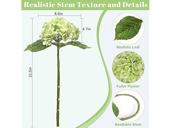 Kmise Hydrangea Artificial Flowers, 22”