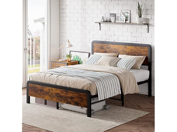IDEALHOUSE Queen Bed Frame with Wood Headboard