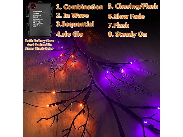 SURCVIO 6 Ft 54 LED Halloween Willow Vine