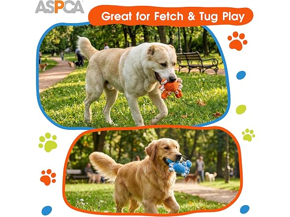 ASPCA 2 Pack Plush Dog Toy with Squeaker- Crabs