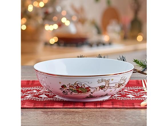 Fitz and Floyd St. Nicholas Gold Banded Serving Bowl