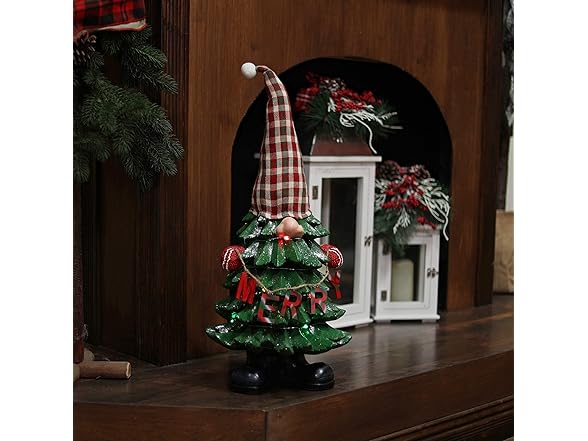 Alpine Corporation 28" Christmas Tree Merry Gnome Statue