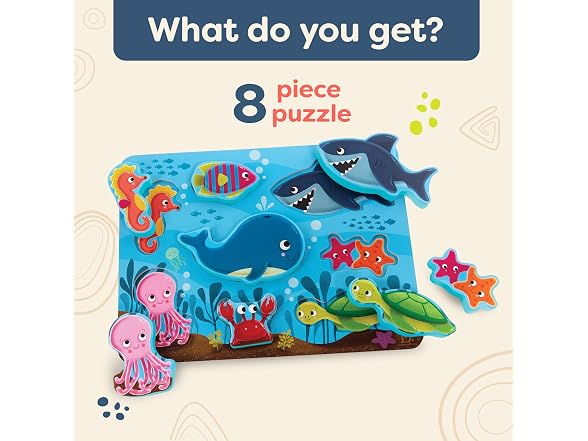 B. toys – Peek & Explore – Under The Sea – Wooden Chunky Puzzle