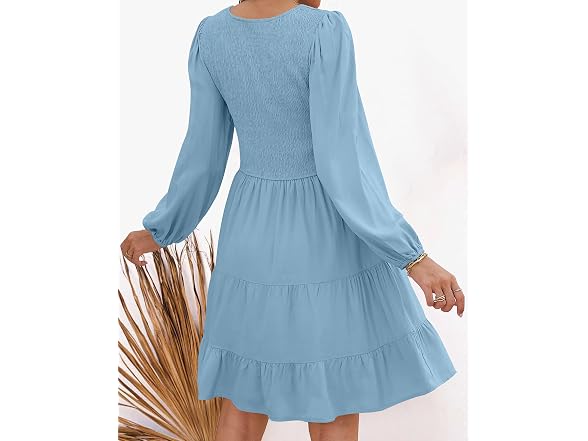 Zesica Women (M) Fall Casual Long Sleeve V Dress