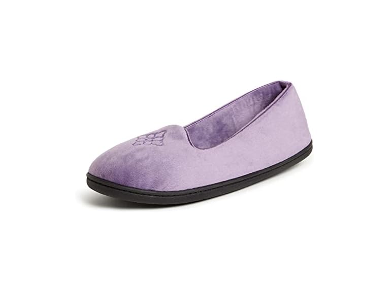 Dearfoams Women's Rebecca Lightweight Cozy Memory Foam Closed Back Slipper with Wide Widths, Smokey Purple, 9-10