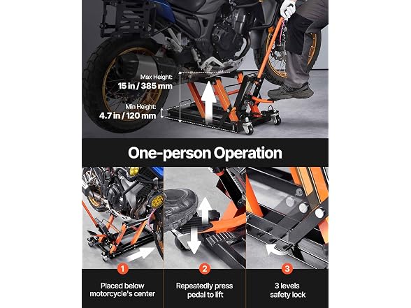 Steel Hydraulic Motorcycle Jack Stand, 1500 LBS