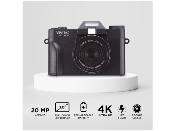 Vivitar 4K 3" LED Display 8x Digital Zoom Camera (Refurbished - Brown Box)