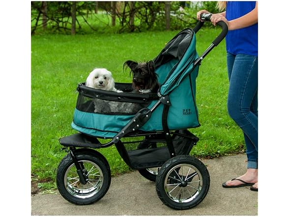 Pet Gear No-Zip Double Pet Stroller, Jade