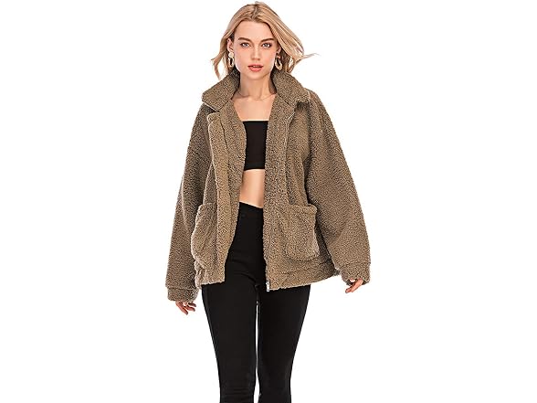 Comeon Women (S) Coat Casual Lapel Fleece Jackets