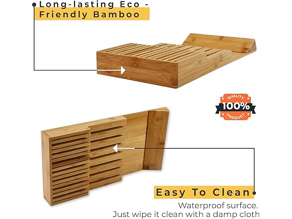 15 Knife Bamboo Drawer Organizer