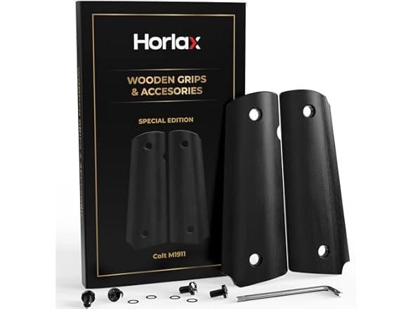 Horlax 1911 Wood Grips, Full Size, Black