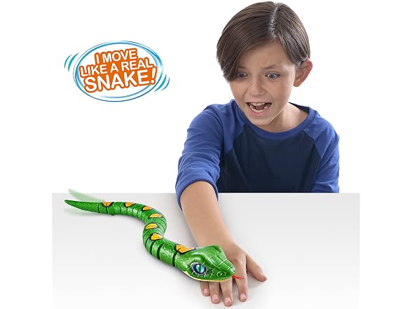 Slithering Snake Robotic Light Up Reptile Toy that Moves (Green)