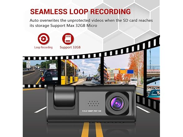 JHXLETU APP-Auto-135 1080P 3-Channel Dash Cam Front