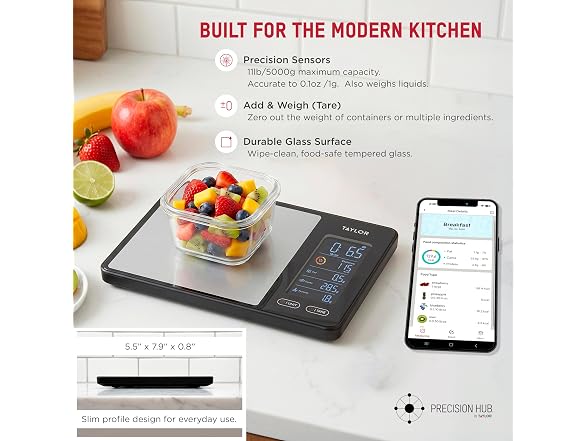 Taylor 5340117 Smart Food Scale with Precision Hub App