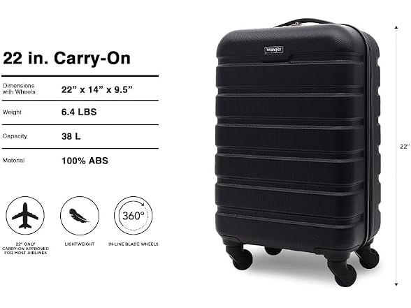 Wrangler 20" Hardside Spinner Carry-On Luggage