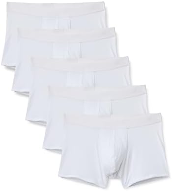 Amazon Essentials Men's Cotton Jersey 5" Boxer Brief, Pack of 5, White, X-Small