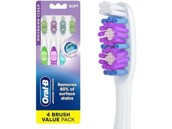Oral-B 3D White Soft Toothbrushes 4 Count