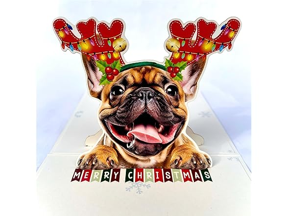 French Bulldog Christmas Pop Up Card