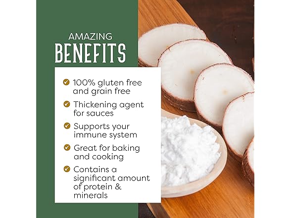 PuroRaw Arrowroot Starch Powder, 2lb Gluten Free